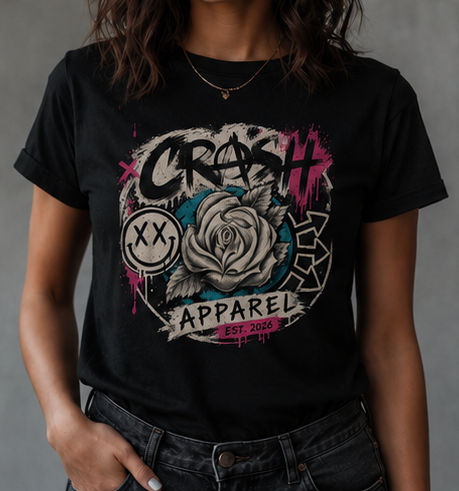 Crash Punk Rose Tee(Mens and Ladies)